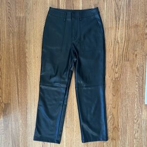 7 For All Mankind Black Faux Leather Straight Pants